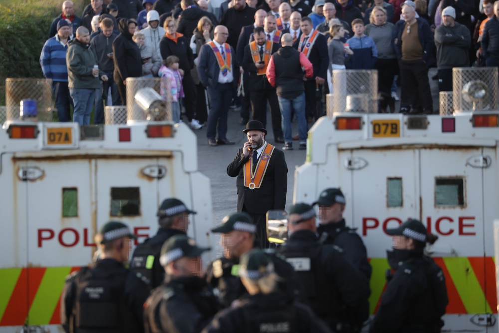 Police at Drumcree on Sunday (Peter Morrison/PA) (PA Wire)