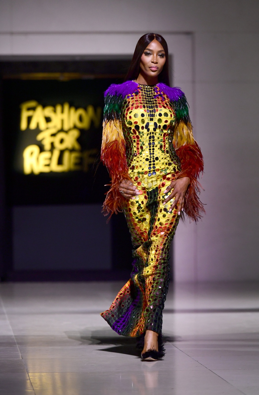 Naomi Campbell during a Fashion For Relief Gala runway show (PA) (PA Archive)