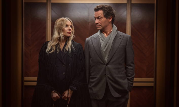 HBO’s ‘War’ follows the high-profile, multi-million-dollar divorce between movie star Carla Duval (Sienna Miller) and tech magnate Morgan Henderson (Dominic West), and the two London-based law firms representing them (HBO/Sky)