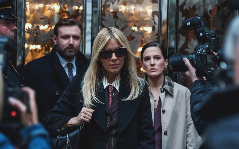 Sienna Miller plays narcissistic film star Carla Duval in the steely series (Miya Mizuno/Sky/HBO/New Pictures)