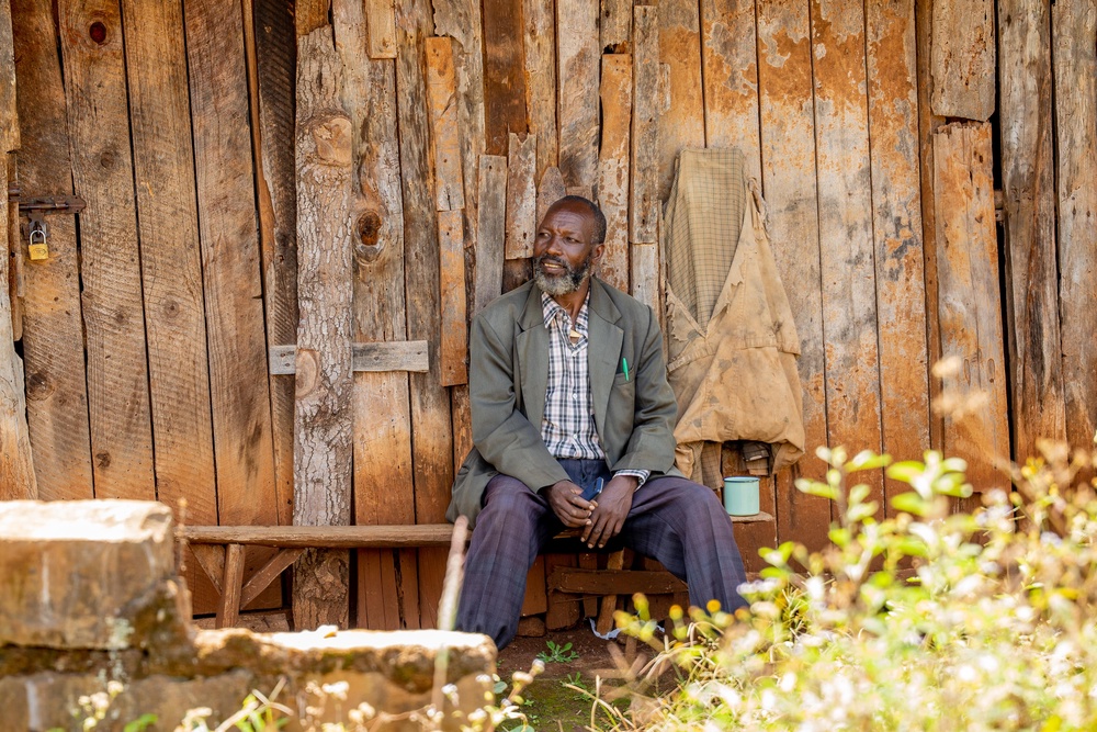 Frederick Muriuki at his home in Kirinyaga county, Kenya. (Anthony Odamo/Fairtrade)