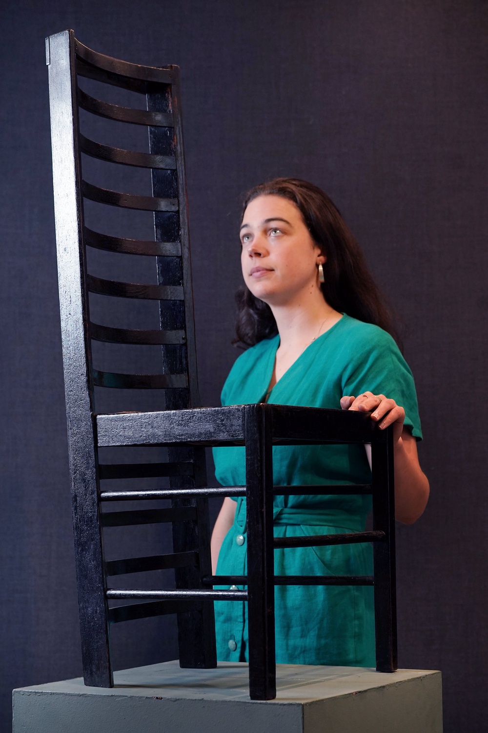 Lyon & Turnbull Associate Specialist, Ursula Goldsmith with a chair designed by Mackintosh (Stewart Attwood Photography 2026/PA)