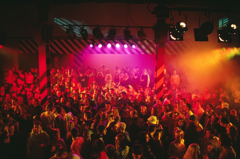 A recreation of the dancefloor at the Hacienda in a scene from '24 Hour Party People' (Altitude)