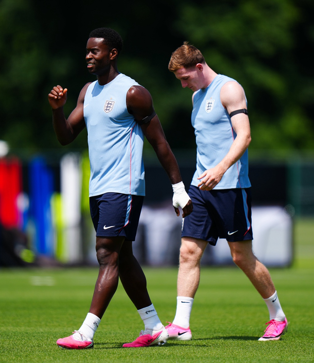 Marc Guehi and Elliot Anderson are two of England’s Manchester City contingent (Bradley Collyer/PA)