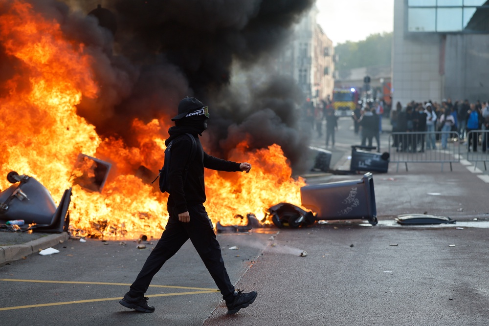 Image from: France protests latest: Baby hospitalised by firework as quarter of a million march in support of students