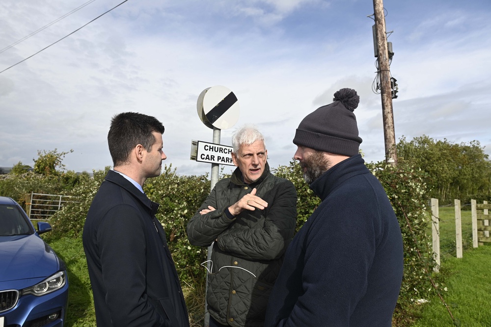 DUP MLA Jonathan Buckley, Nigel Dawson, the district master of the Orange Order in Portadown, and deputy district master Alastair Power, in Portadown (Mark Marlow/PA) (PA Wire)