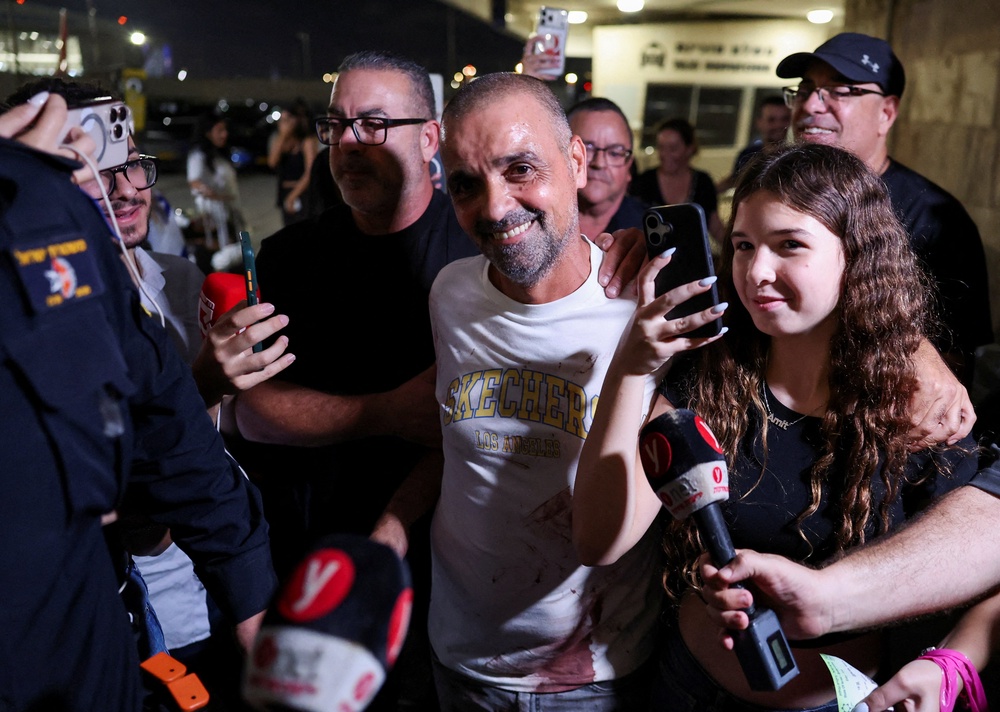 Yaniv Hayun, one of the men who helped incapacitate the attacker (Reuters)