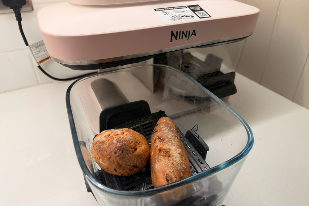 The max crisp setting was perfect for finishing off baked potatoes (Fran Watts/The Independent)
