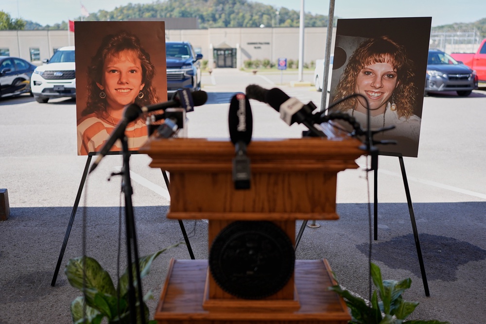 Photographs of Colleen Slemmer, who was murdered in 1995, are displayed outside Riverbend Maximum Security Institution before the planned execution of Christa Pike (Copyright 2026 The Associated Press. All rights reserved)