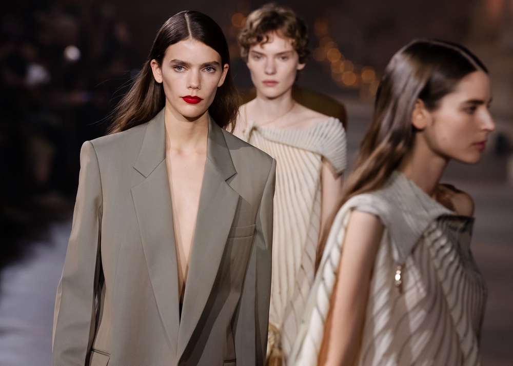 Models walk the runway during the Victoria Beckham Womenswear Spring/Summer 2027 show as part of Paris Fashion Week (Getty)