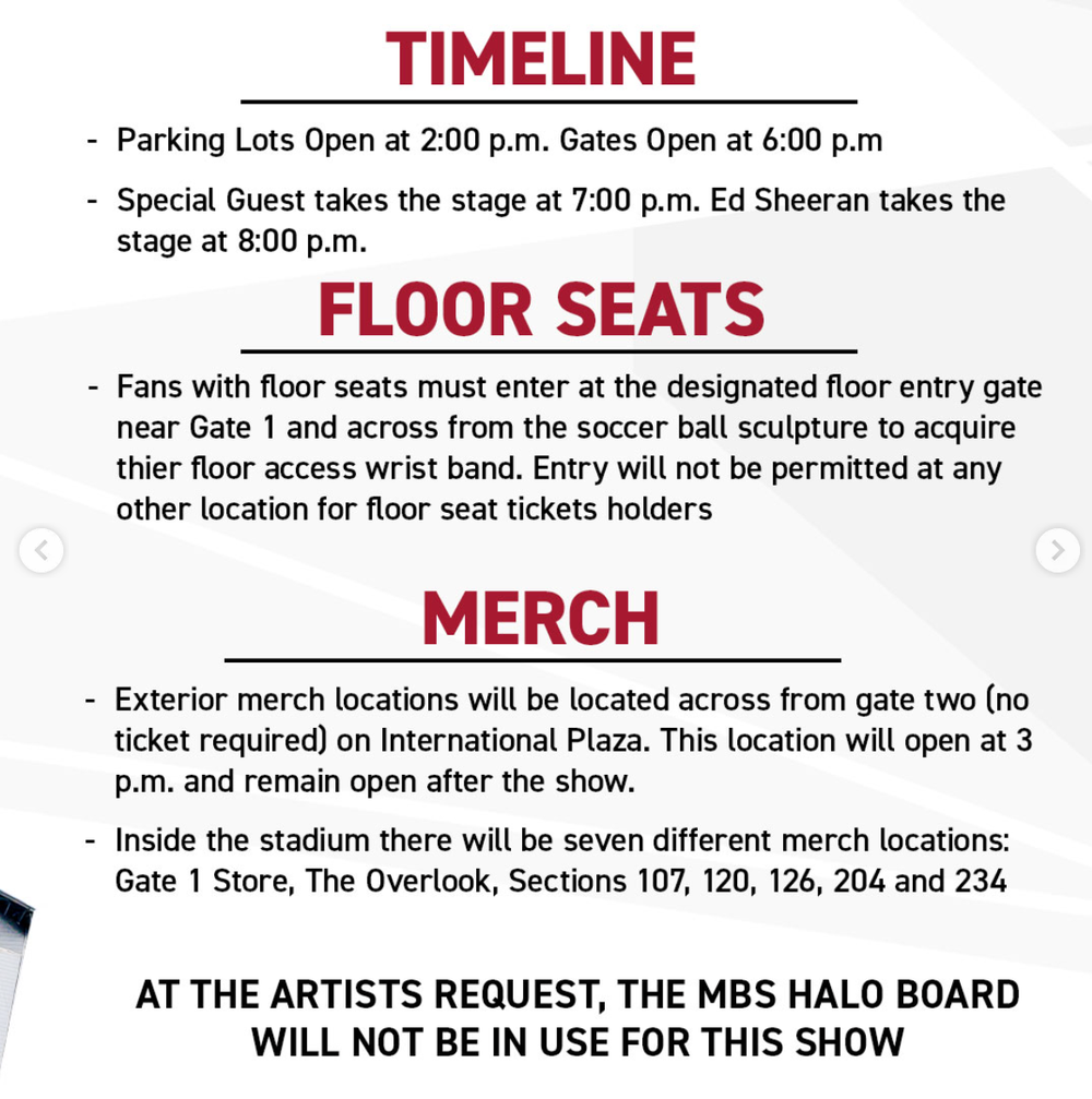 A “special guest” will reportedly join Ed Sheeran’s beleaguered U.S. tour in Atlanta tonight, according to the venue (Instagram via @mercedesbenzstadium)