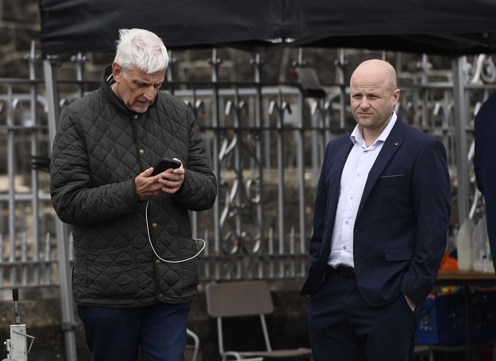 Nigel Dawson, the district master of the Orange Order in Portadown, left, and legal adviser to the Orange Order and spokesperson Jamie Bryson (Mark Marlow/PA) (PA Wire)