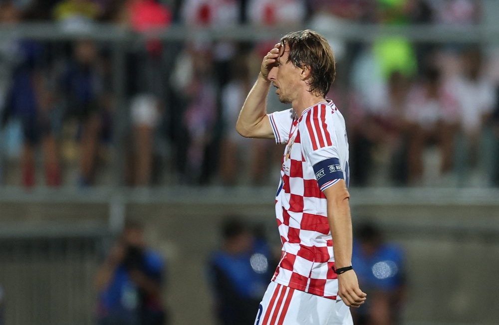 Croatia's Luka Modric reacts to the heavy defeat (Reuters)