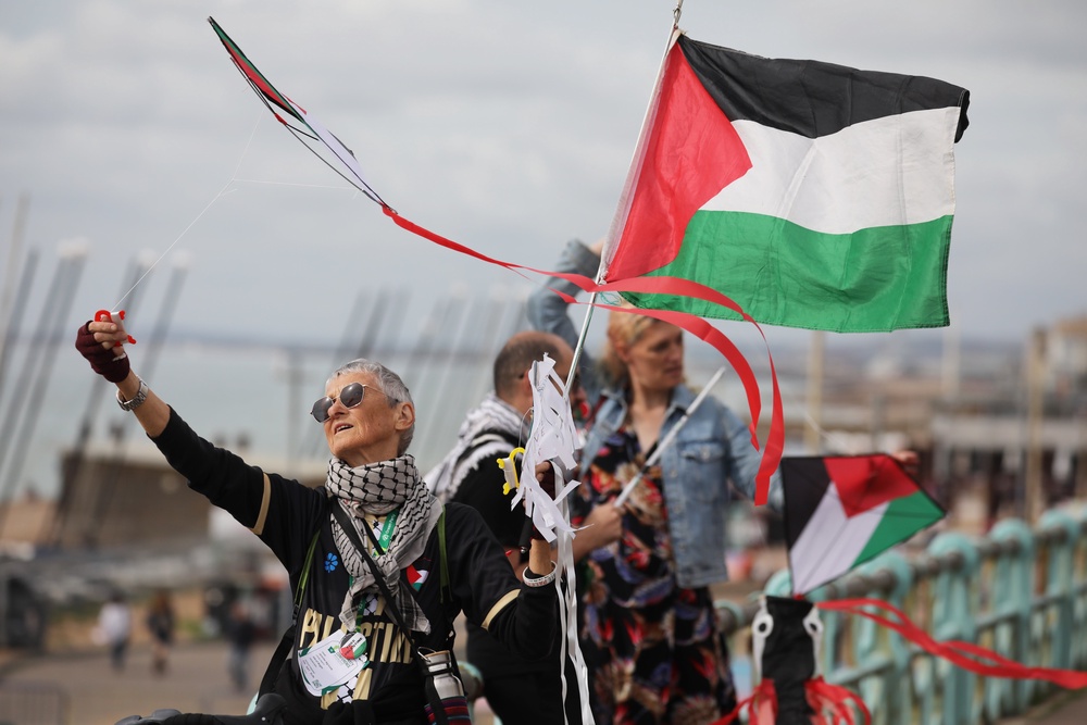 A pro-Palestine demonstration during Day Two of the Green Party Conference at Brighton Centre (Getty)