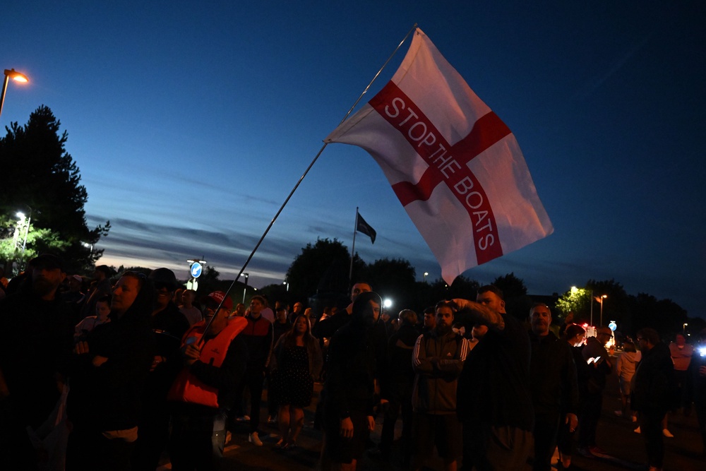 Anti-immigrant demonstrations have broken out across the coastal town of Gosport (Getty)