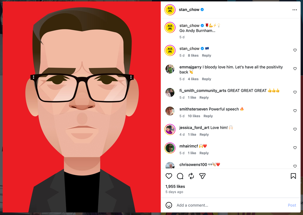 Stanley Chow posted this image of Mr Burnham to his Instagram four days before the Conservative Party Conference began (Stanley Chow/Instagram)