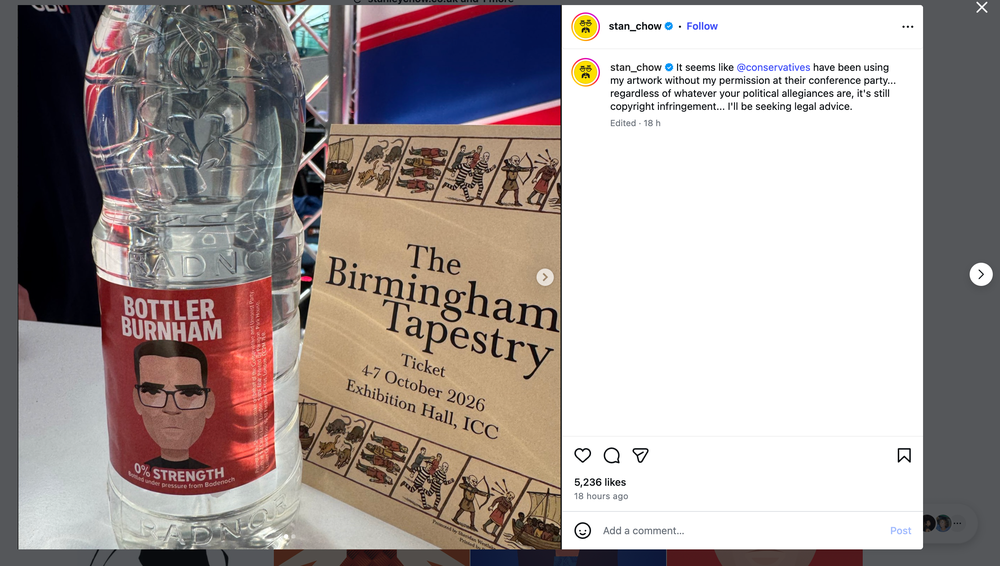 Stanley Chow claimed the Conservatives used his illustrations without permission (Stanley Chow/Instagram)