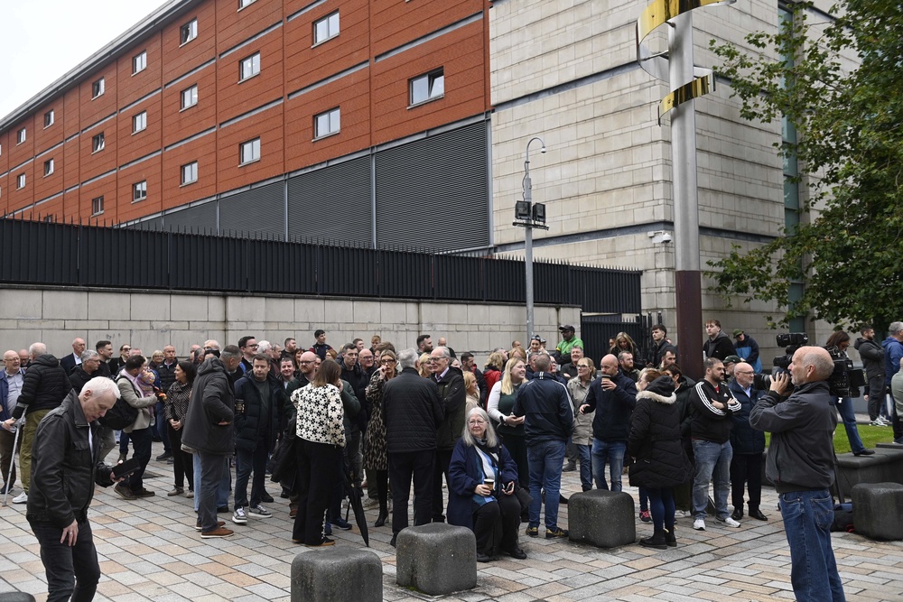 Members of the public outside Laganside Courts in Belfast (Mark Marlow/PA). (PA Wire)
