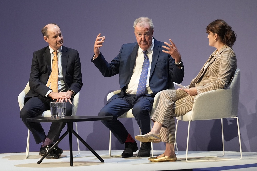 Jeremy Clarkson was joined by Charlie Ireland and shadow environment secretary Victoria Atkins (Stefan Rousseau/PA) (PA Wire)