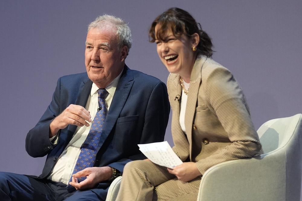 Jeremy Clarkson and shadow environment secretary Victoria Atkins on stage during the Conservative Party conference at the International Convention Centre, Birmingham. Picture date: Monday October 5, 2026. (PA Wire)