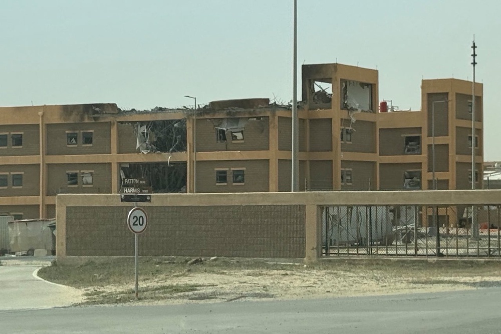 Barracks at Camp Arifjan, a logistics hub for the U.S. Army in the Middle East in southern Kuwait, damaged by Iranian strike in March (AP)