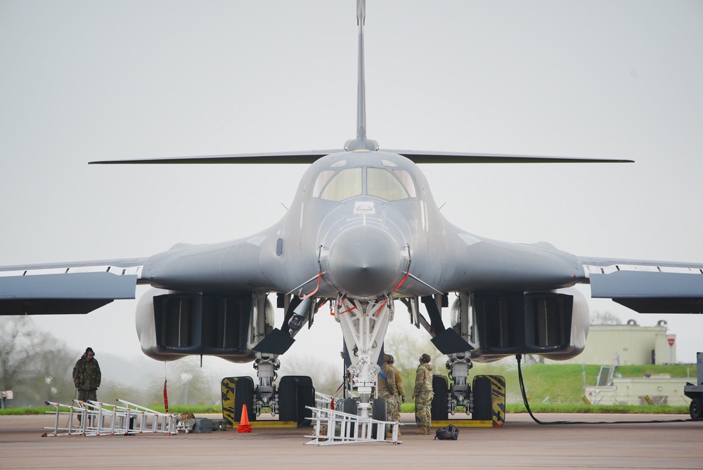 United States Air Force Rockwell B-1 Lancer Bomber at RAF Fairford in Gloucestershire (PA)
