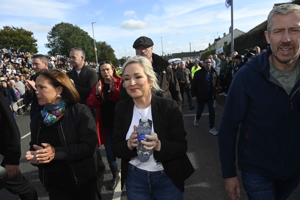 Sinn Féin President Mary Lou McDonald and First Minister Michelle O’Neill at a community event in support of the Garvaghy Road residents (Mark Marlow/PA) (PA Wire)