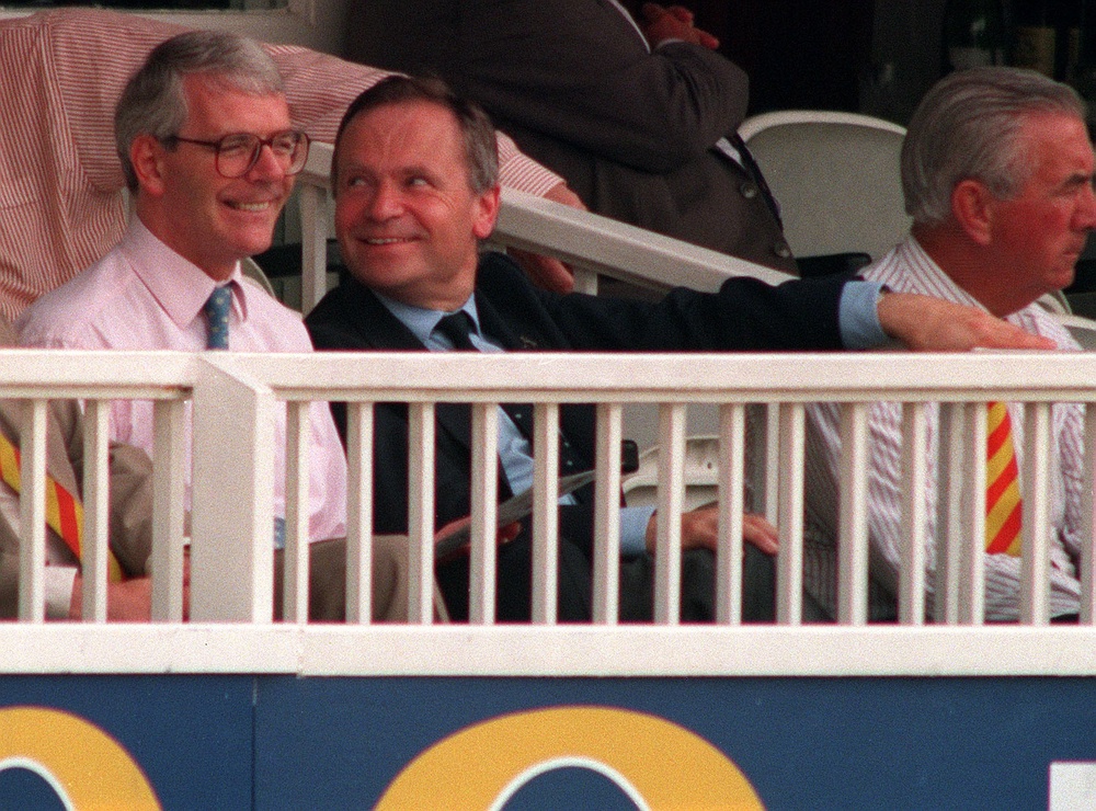 Enjoying a cricket match with then-prime minister John Major at Lord’s in 1994 (PA) (PA Wire)