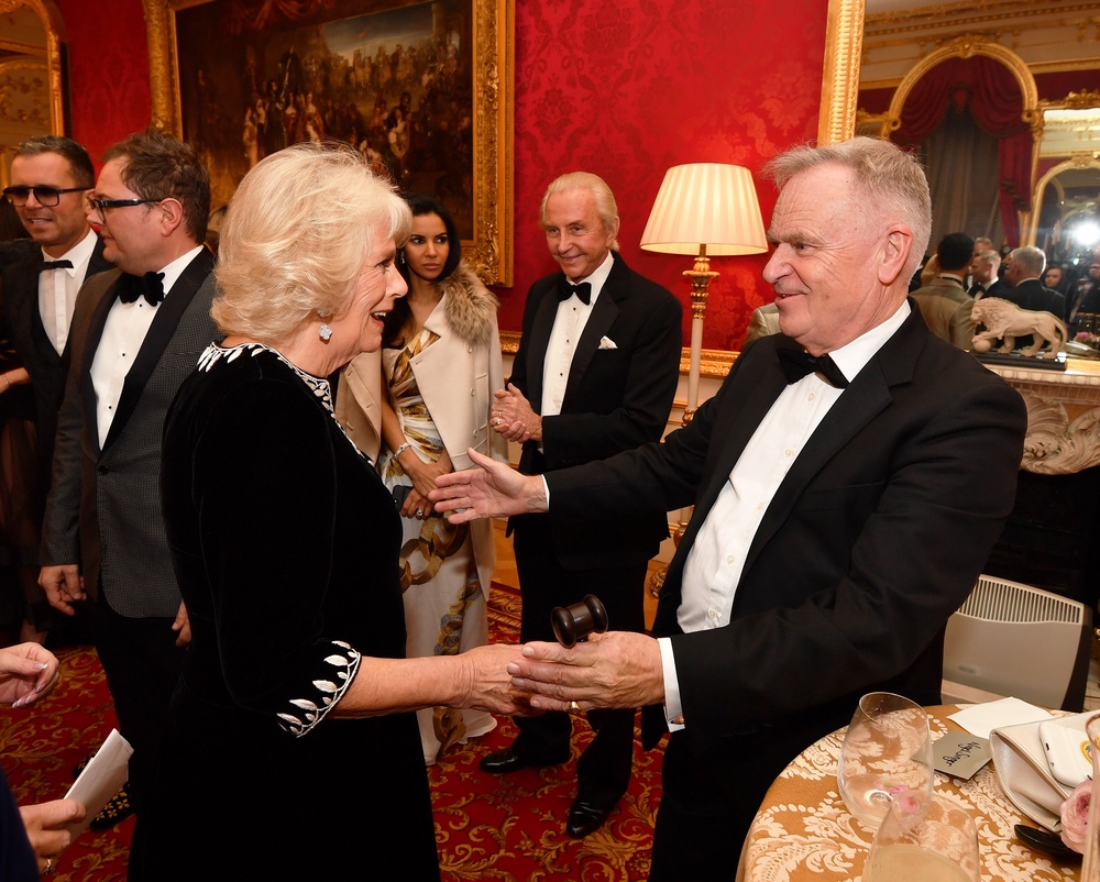 Lord Jeffrey Archer with the Duchess of Cornwall at the Julien Macdonald Fashion Show Reception at Lancaster House in London. (PA)