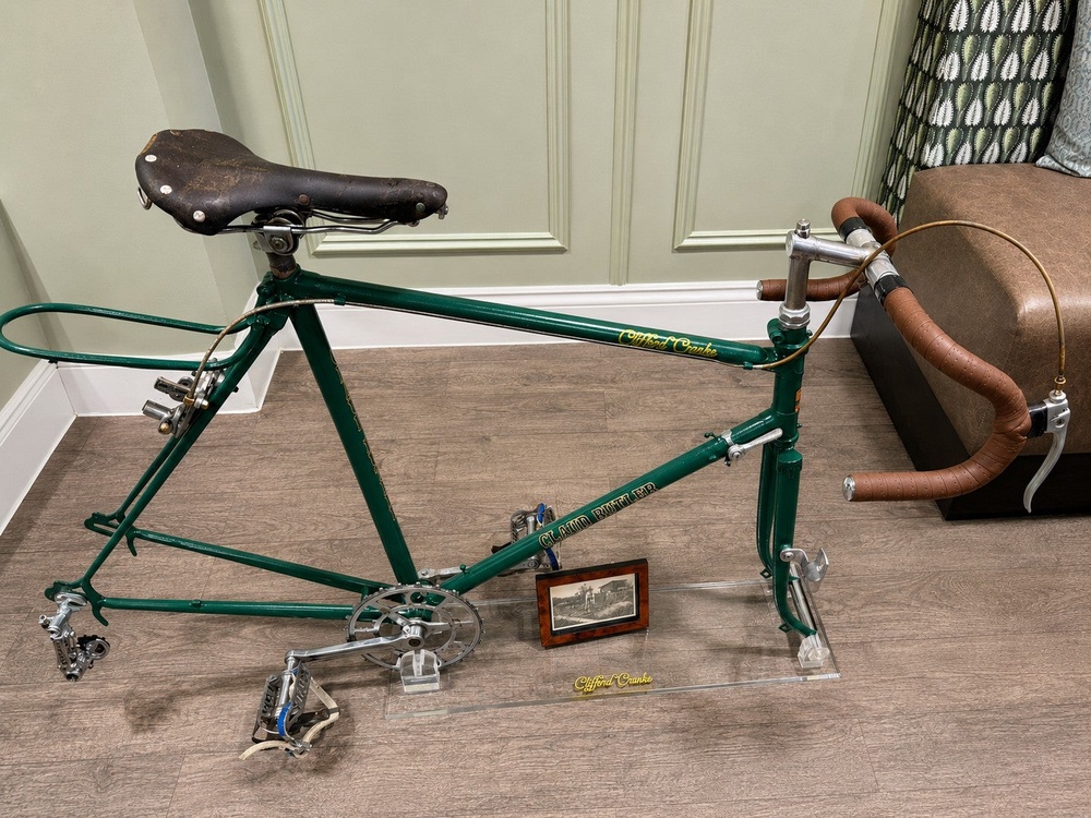 The bike was specially prepared for display, with the wheels left off so that Mr Craske could proudly display it in his room. (Care UK/ PA)