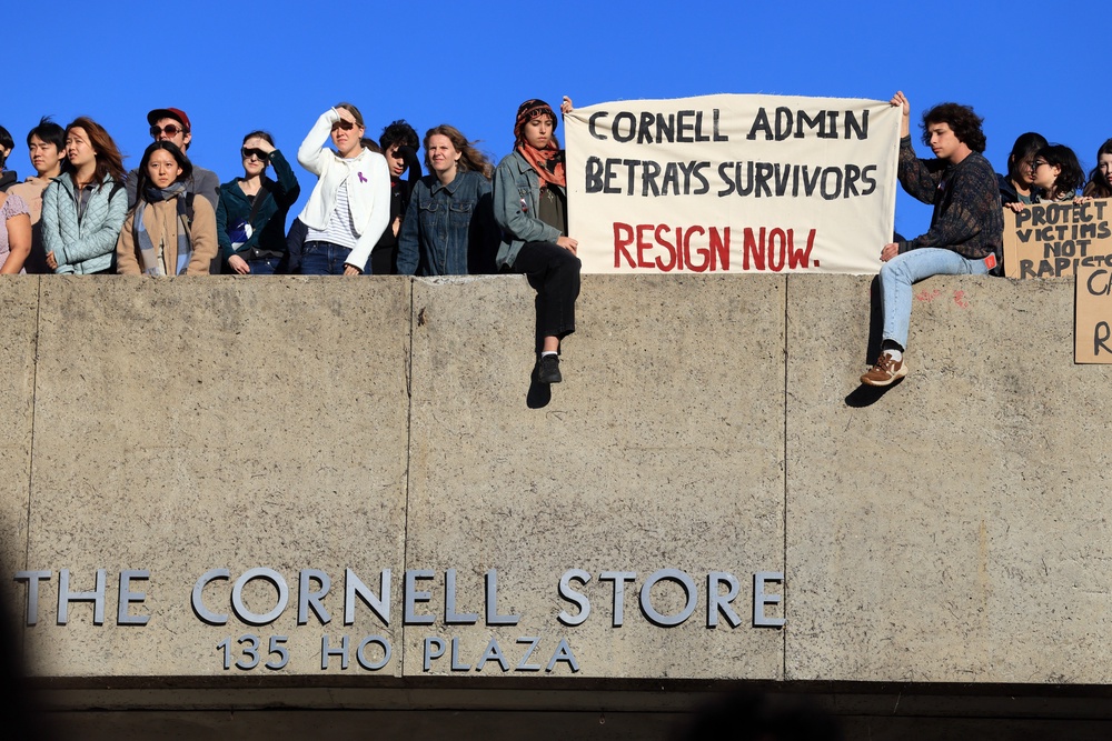 Hundreds of Cornell University students protested against the Ivy League college on Monday after a woman's lawsuit alleged she was gang raped on campus in 2024 (Getty Images)