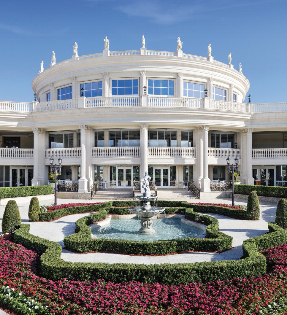 Trump posted the Times’ image alongside another photo showing the clubhouse with a bright white facade and surrounded by lush gardens. He claimed the second image was more accurate than the ‘one doctored by The Times’ (@RealDonaldTrump, Truth Social)