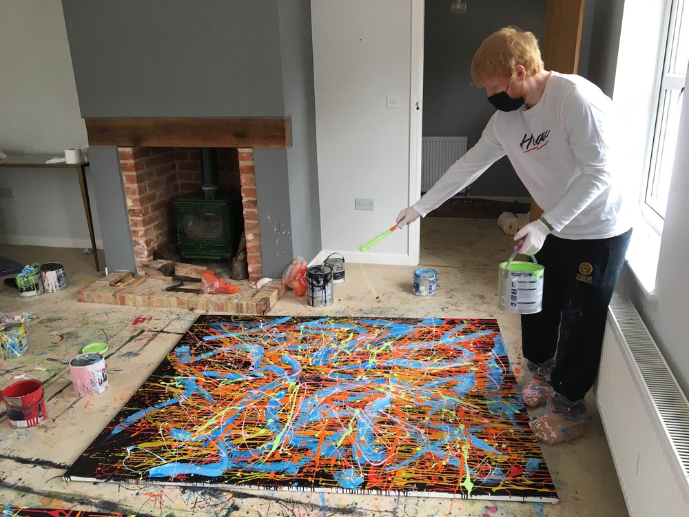 The painting Dab 2 2020, which was created by Ed Sheeran and sold as part of a charity auction, inspired Gina Long to become an artist herself (Made In Suffolk Legacy Auction/PA) (PA Media)