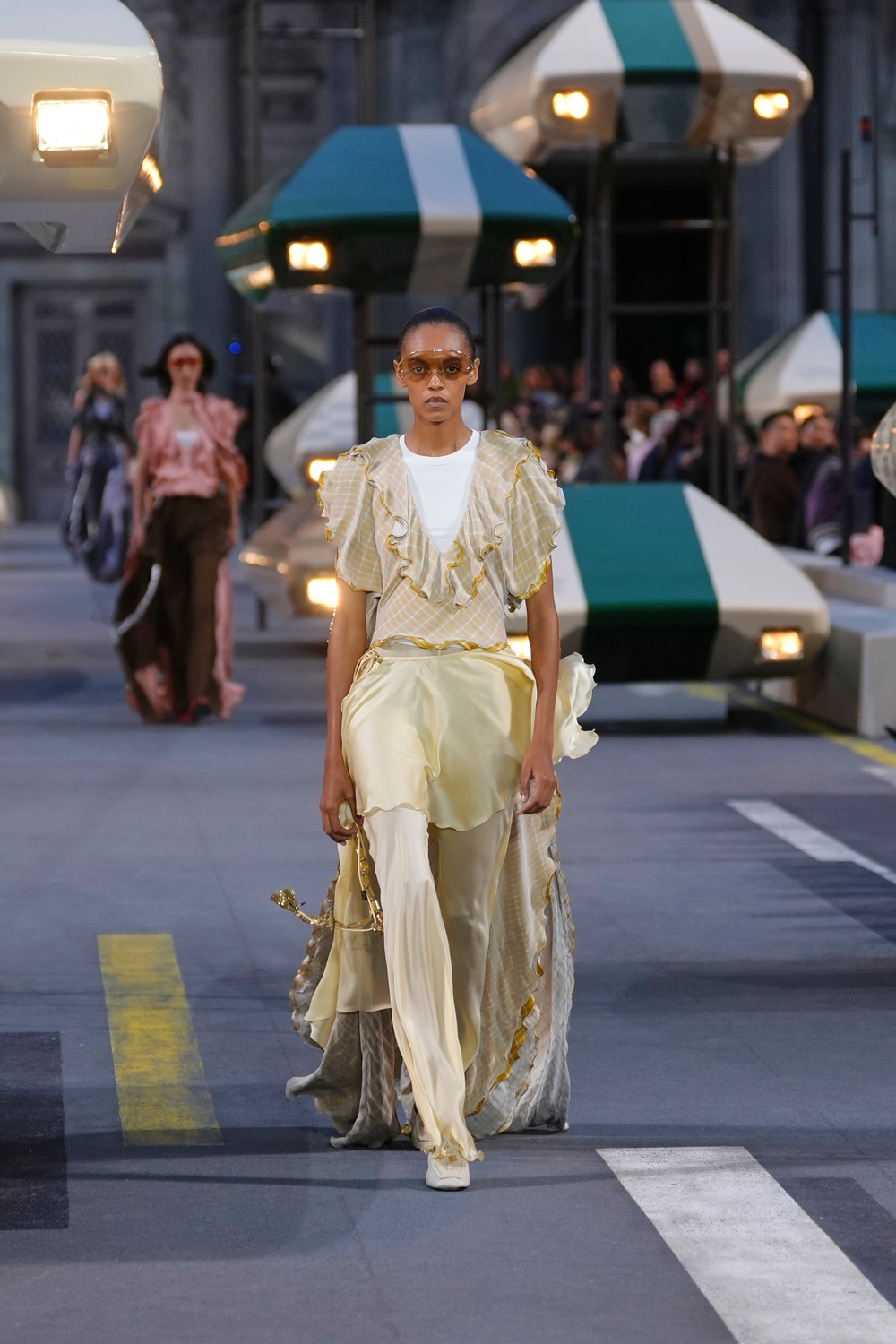 The eveingwear was the showstopper, featuring lightweight fabrics and copious layering (Aurelien Morissard/AP) (AP)