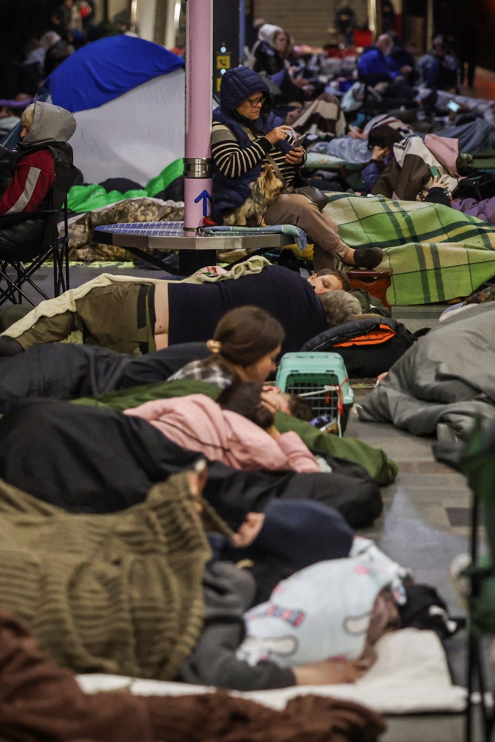 People take shelter inside a metro station during a Russian missile strike, amid Russia's attack on Ukraine, in Kyiv, Ukraine (Reuters)