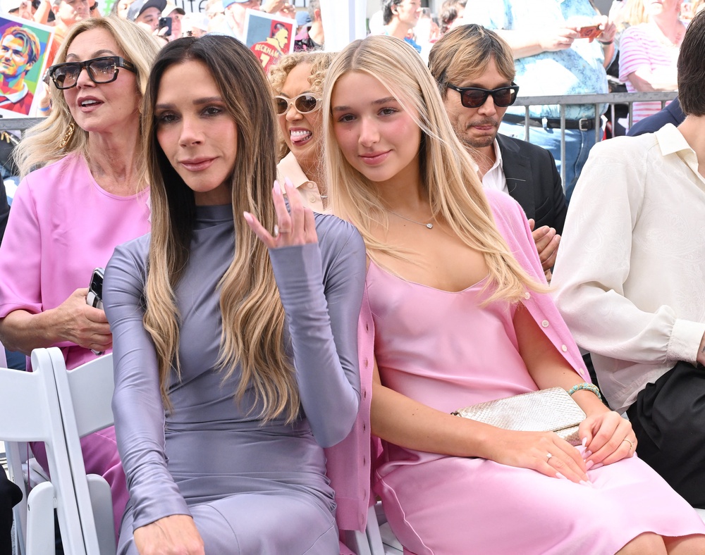 Victoria Beckham with her daughter Harper who is part of Brand Beckham’s explansion with her upcoming beauty line (AFP/Getty)