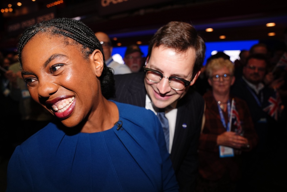 Badenoch with her husband Hamish following the speech (PA)