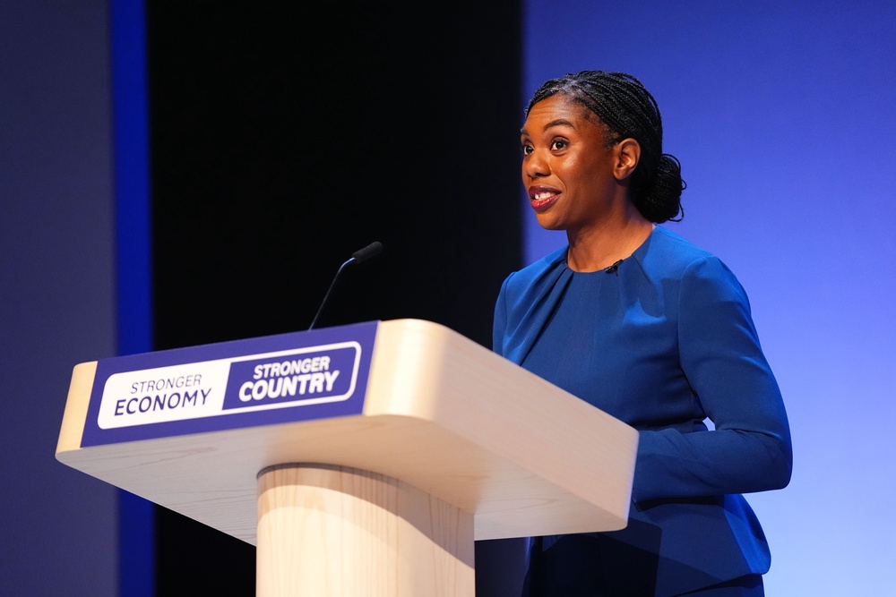 Kemi Badenoch speaking during the Conservative Party conference (Jacob King/PA) (PA Wire)
