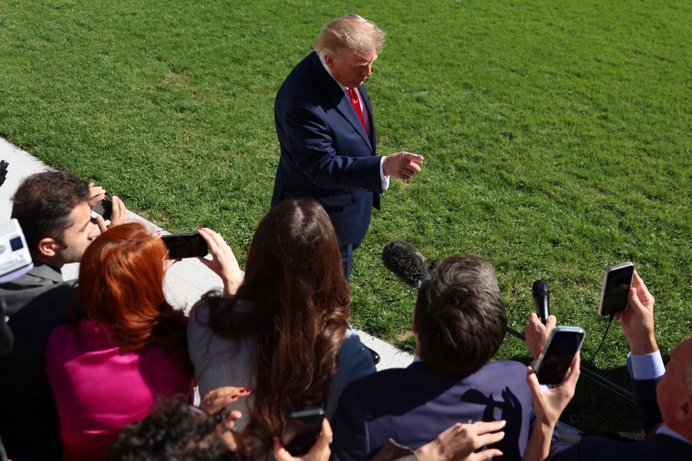 Donald Trump spoke to reporters before departing the White House on Wednesday and claimed that the war in Iran was already 'won' (AP)