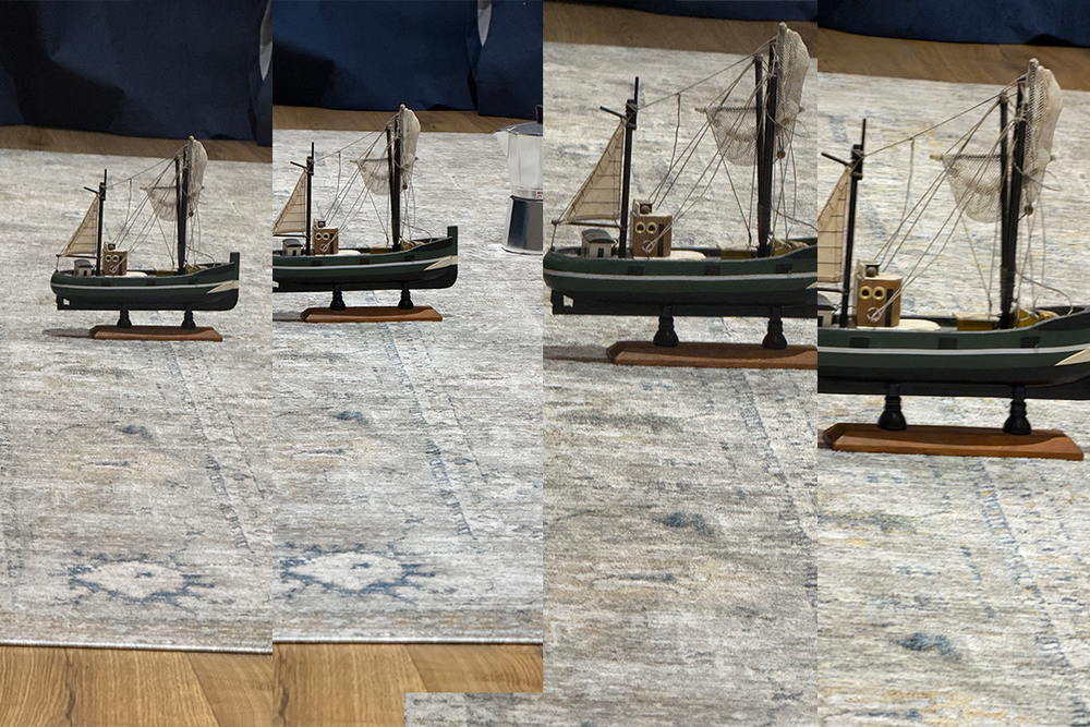 The iPhone 18 Pro retains more detail at higher zoom levels. From left: iPhone 15 Pro at 5x, iPhone 18 Pro at 5x, iPhone 15 Pro at 8x and iPhone 18 Pro at 8x (Alex Lee/The Independent)