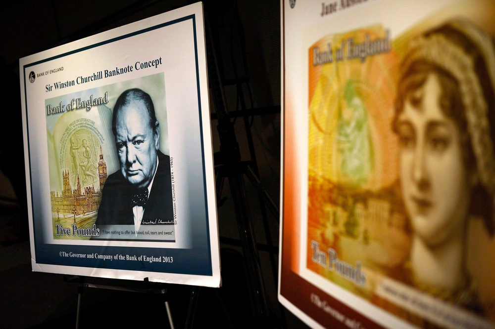 Sir Winston Churchill and Jane Austen feature on the reverse of current polymer bank notes (Dylan Martinez/PA) (PA Archive)