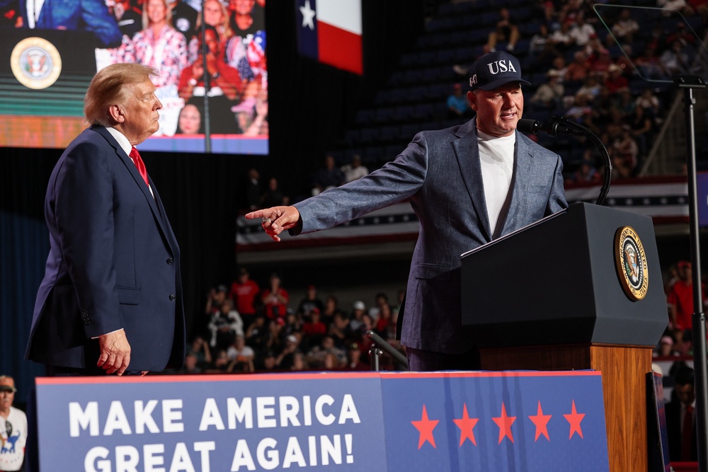 ‘This supersedes anything that obviously I've done in my playing career,’ Clemens told Trump’s supporters when he took the stage at a rally in Texas (Getty Images)