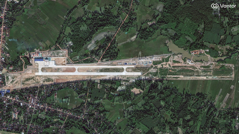 A satellite image shows a new China-Laos joint training facility, with a runway that is being expanded, in Ban Keun, Vientiane Province, Laos (Reuters)
