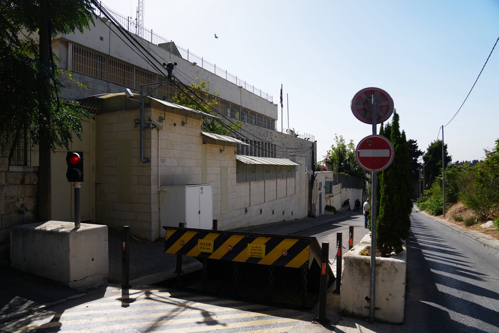 Barricades blocking the main road leading to the consulate (AP/Mahmoud Illean) (AP)