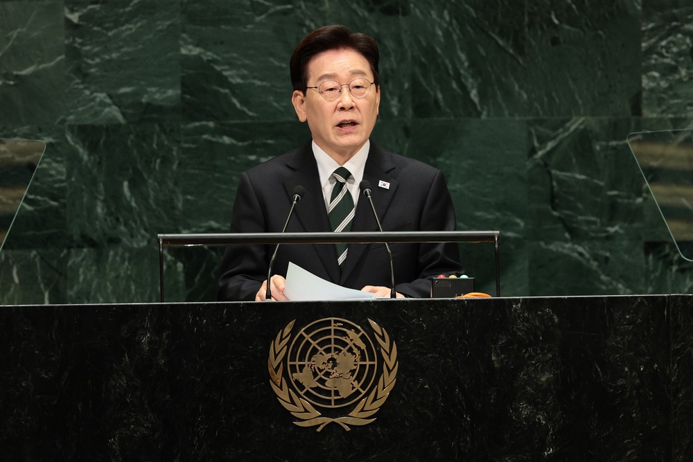 President of South Korea Lee Jae Myung speaks during the 81st session of the United Nations (U.N.) General Assembly at U.N. Headquarters on September 22, 2026 in New York City (Getty)