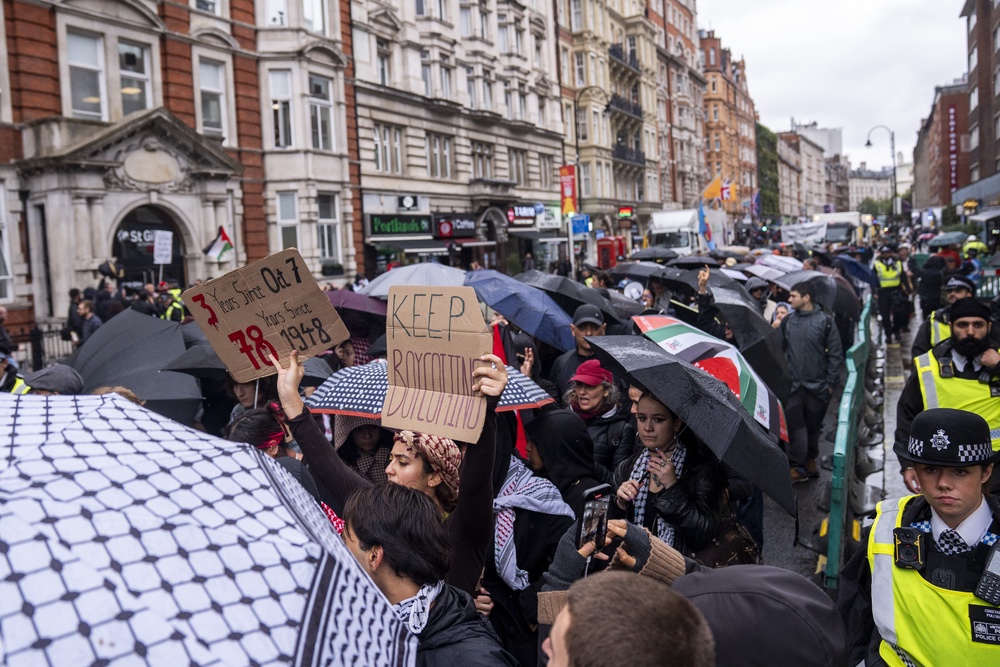 The data was published a day after protests and demonstrations in London on the anniversary of the October 7 attacks (Ben Whitley/PA) (PA Wire)