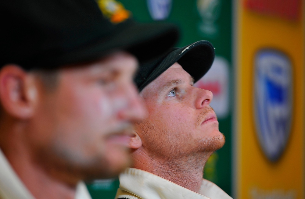 Bancroft and Smith speak to the media at the end of day three in Cape Town (Getty)