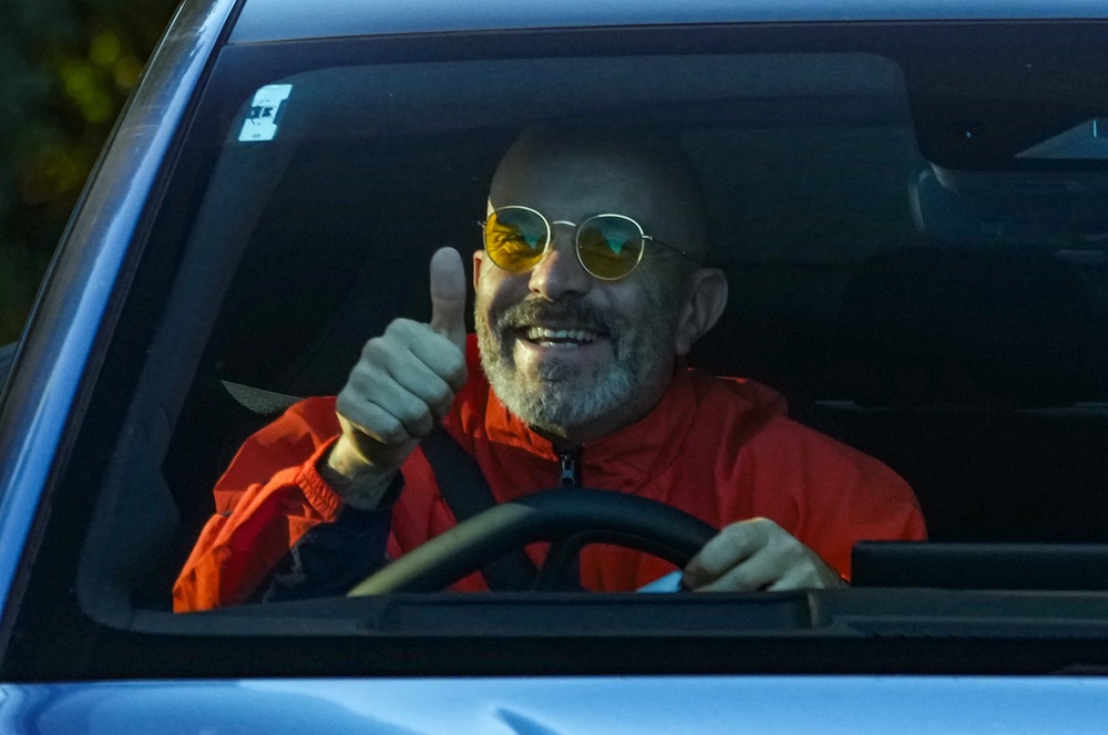 Enzo Maresca was in upbeat mood as he arrived at City’s training ground (Martin Rickett/PA).