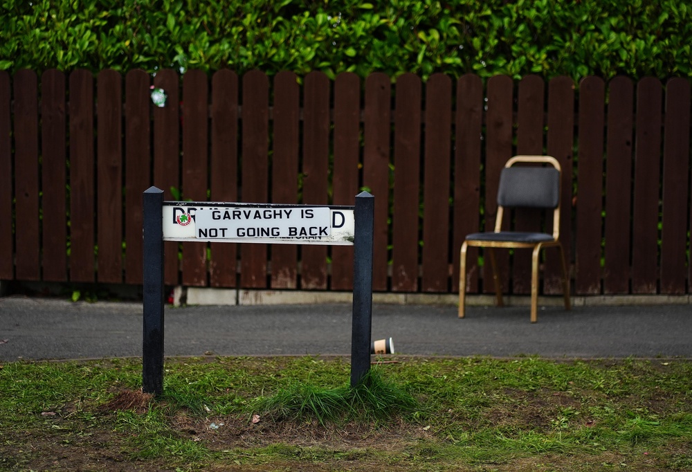 A road sign at the Garvaghy Road (Brian Lawless/PA) (PA Wire)
