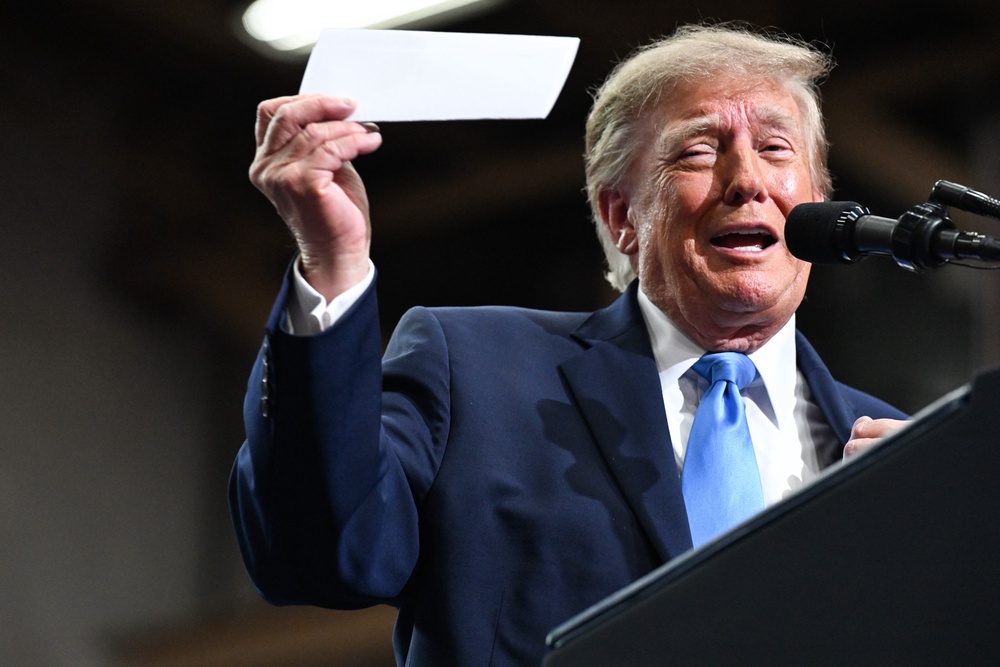 The proposal first surfaced on September 9 during a speech by President Trump at a Republican midterm convention in Dallas, where he pitched the payment as a reward for the country’s economic standing (Getty Images)